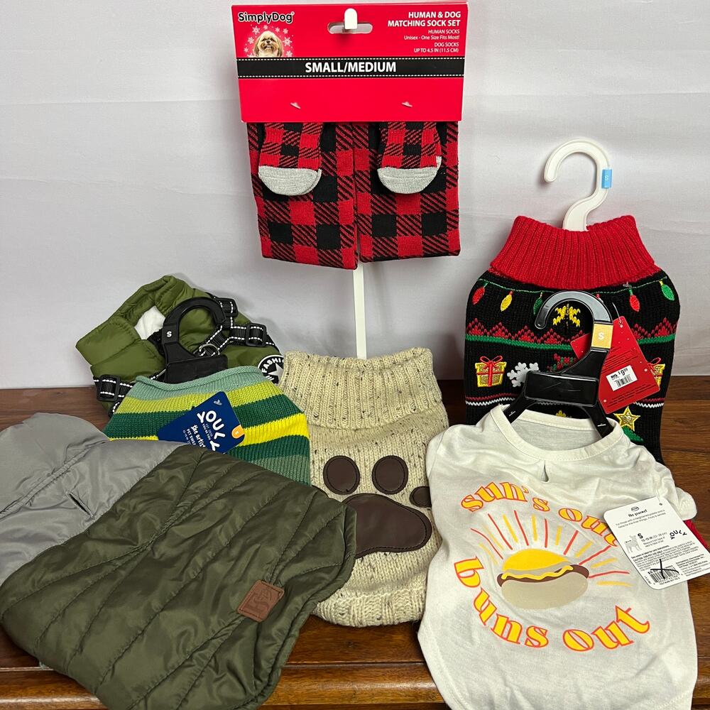 Cozycore Dog Clothes Bundle 7pc Small Capsule Wardrobe Sweater Vest Tee Holiday